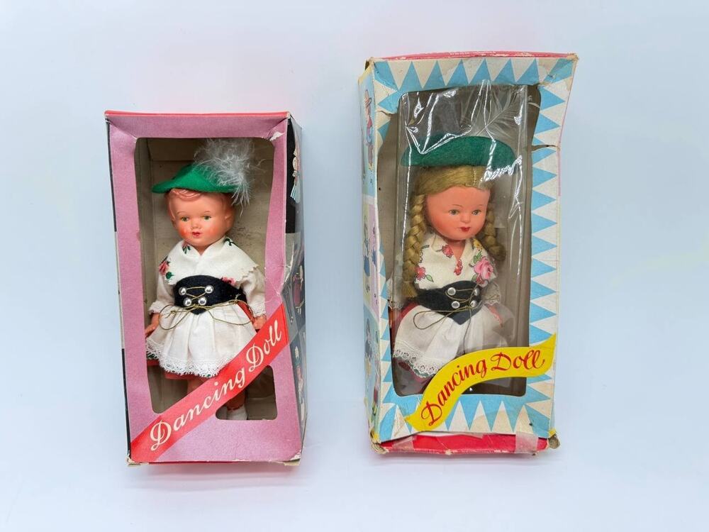 Vintage Sweetheart Dancing Dolls Western Germany Folk Costume Tanzpuppe With Box